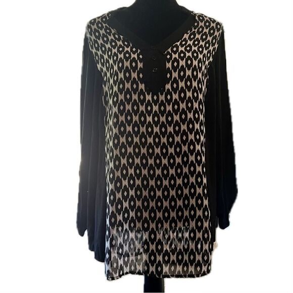 Alyx women’s size 2X, semi sheer, long sleeve leopard print blouse - Picture 1 of 5